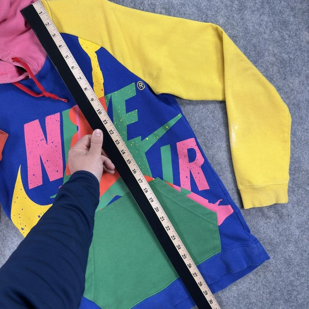 Jordan Nike Air Hoodie Mens Medium Multicolor Graphic Fleece Pullover Sweatshirt